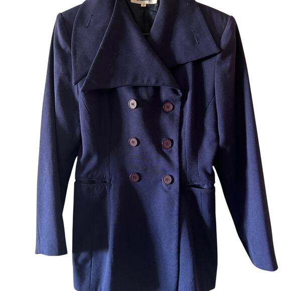 Chloe Navy Wool Peacoat – Double-Breasted Classic Tailored Jacket, Size M - Picture 2 of 4